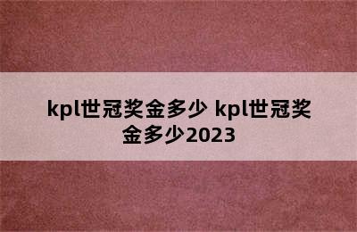 kpl世冠奖金多少 kpl世冠奖金多少2023